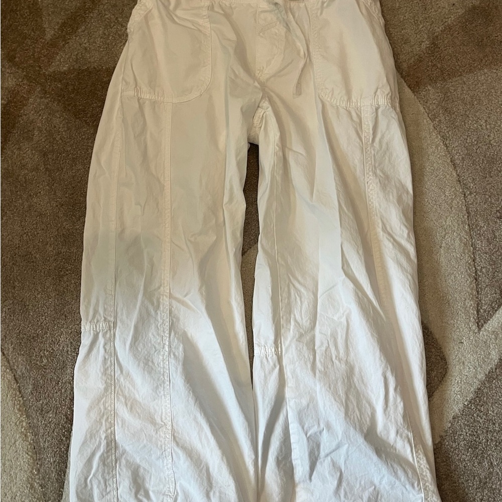 Bershka White Elastic Waist Pants